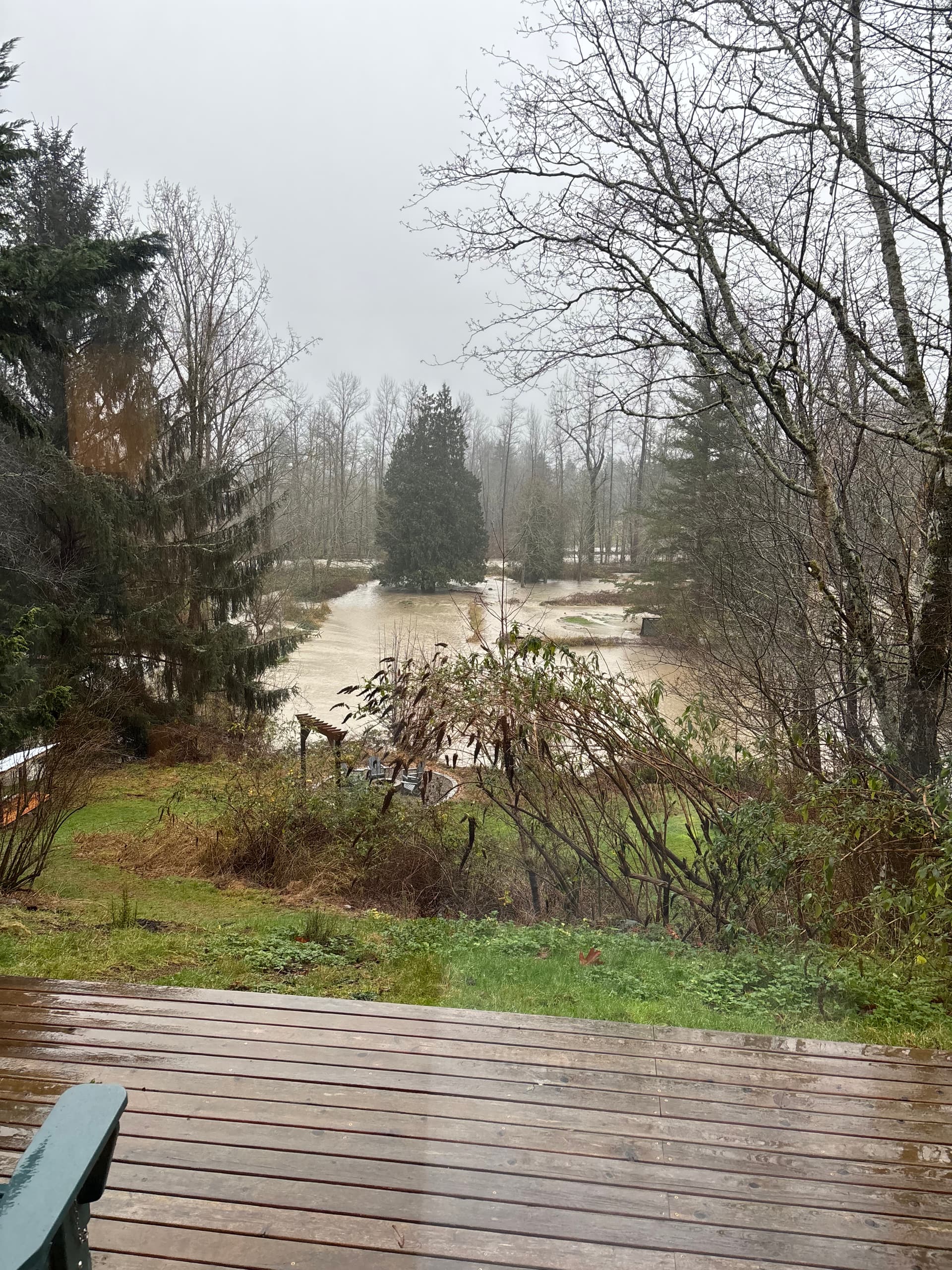 Skykomish River flooding near properties along the Highway 2 corridor