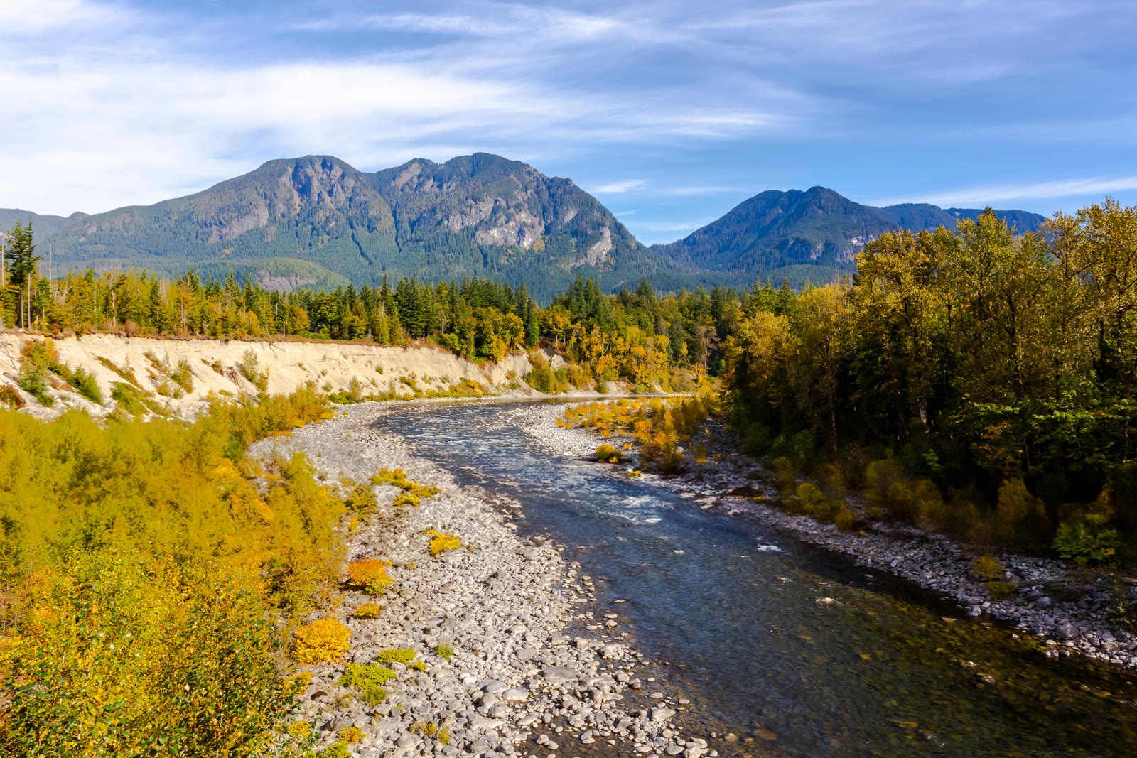Big Bend neighborhood along the Skykomish River in Gold Bar, WA